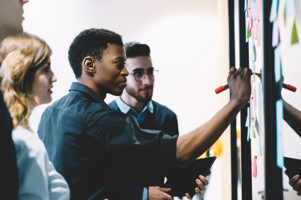 Group of research people collaborating