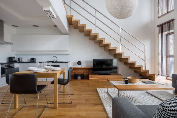 Modern room interiour with stairway