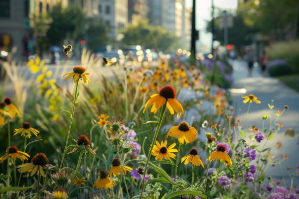 A Bustling Urban Oasis: Native Wildflowers Flourish