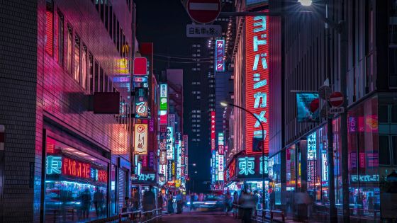 Japanese city at night