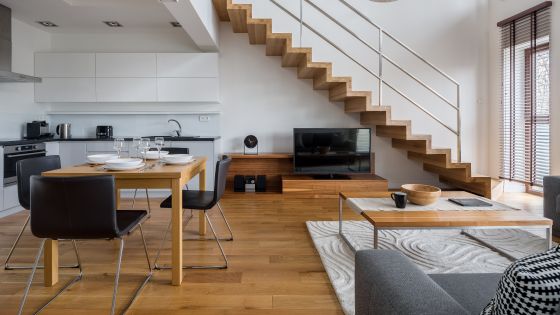 Modern room interiour with stairway