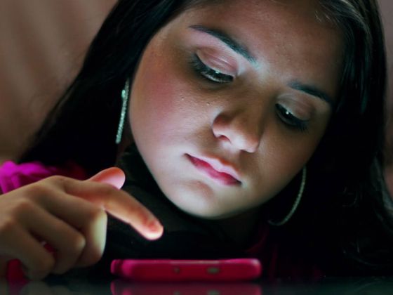 A girl using her phone