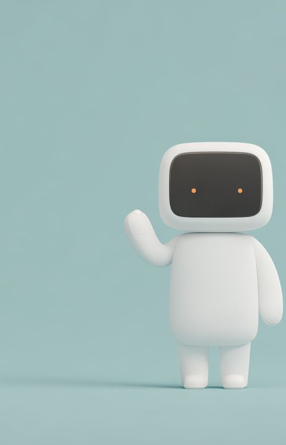 Small robot waving at you. AI generated.