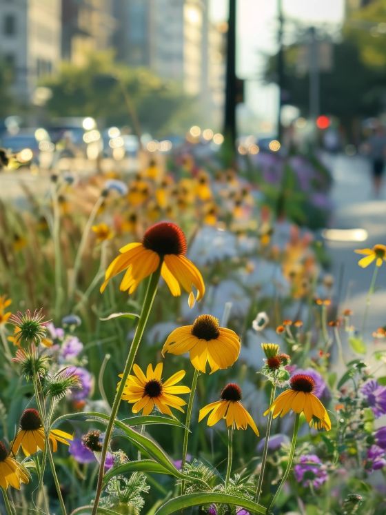 A Bustling Urban Oasis: Native Wildflowers Flourish