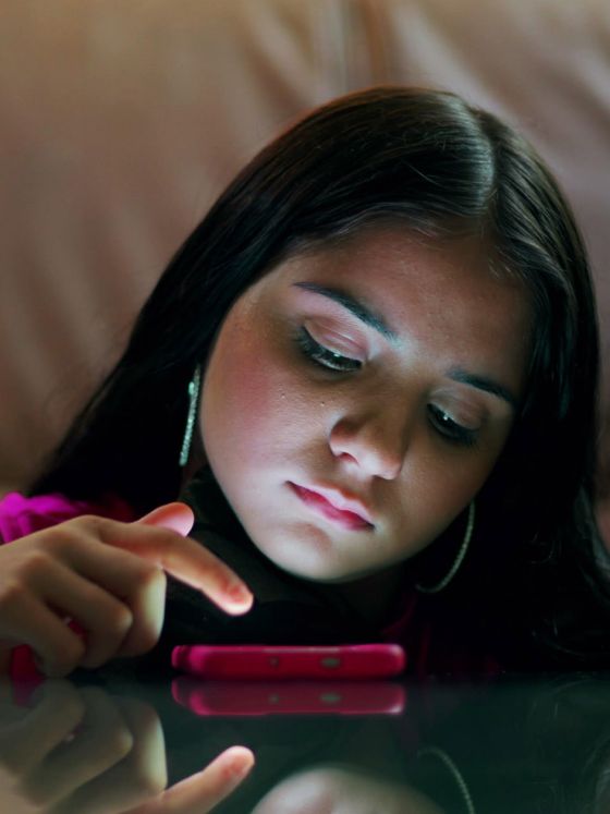 A girl using her phone