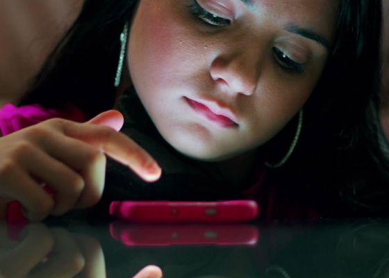 A girl using her phone