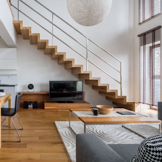 Modern room interiour with stairway