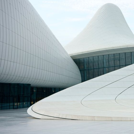 Architecture Photo of a detailed view of the Heydər Əliyev Merkezi in the Azerbaijani city of Baku