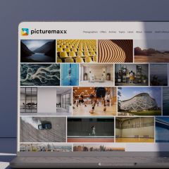 A laptop showcasing a website created with picturemaxx Drupal.